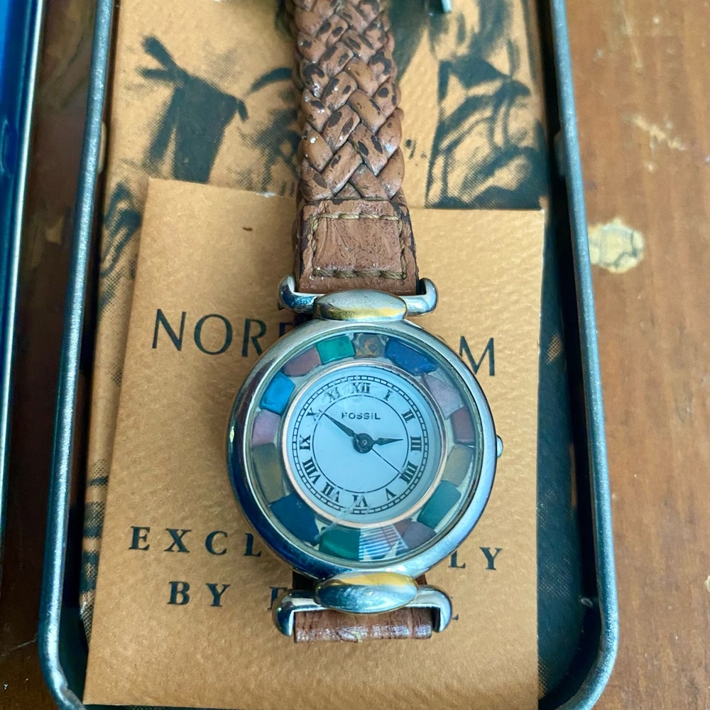 1995 MULTI COLOR STONE FOSSIL WATCH ES-8585
